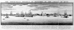 North-West Prospect of Deptford, Kentin kreivikunnassa, 1739